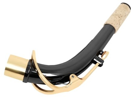 Altsaxophonhals aus Messing mit Schwarznickelbeschichtung | Gebogenes Halsteil, Goldfarbene Ausführung, Glatte Gratfreie Oberfläche, Musikzubehör für Freunde und Lehrer