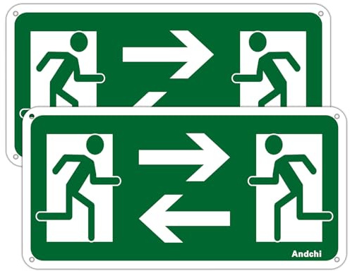 2-teiliges Sicherheitsschild Notausgang Wandausgangsschild, 20x10cm, linker und rechter Ausgang