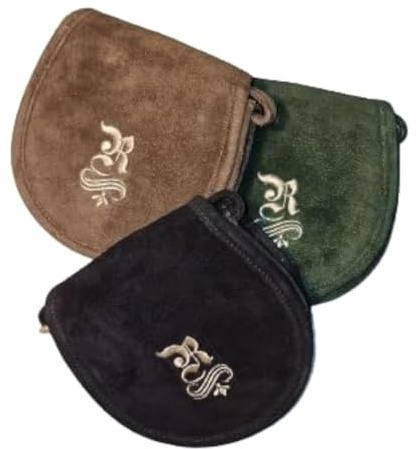 LederG`wand Trachtentasche aus Echtleder für Damen, Umhängetasche, Schultertasche, Olive, Braun, Schwarz, Beigeolive16 x 15 cm, mit Riemen, Innenfach, Druckknopf