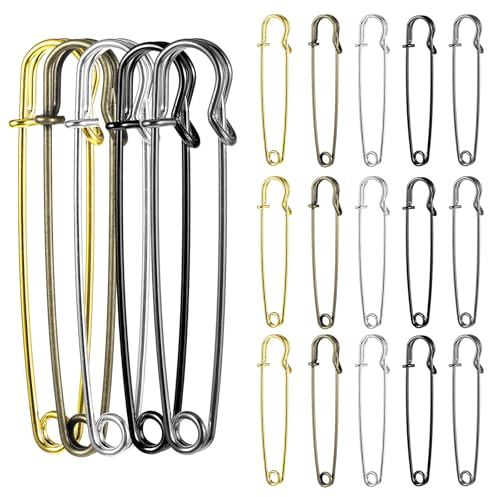 Gjinxi Große Sicherheitsnadeln, 15 Stück 10cm Rostbeständig, Haltbar, für Kleidung, Kunsthandwerk, Nähen (5 Farben)