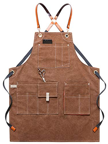 WchsTUmpxN Workshop Bib Apron,Work Tool Apron, Tischlerschürze, Werkstatt-Arbeitsschürze aus strapazierfähigem Segeltuch, Schweißschürze, Arbeitsschürze (Farbe: Gelb, Größe: XL)