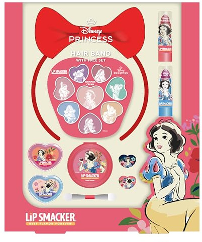 Lip Smacker Schneewittchen Hair Band with Face Set, 18-teiliges Haarband- und Schminkset für Kinder mit Lipgloss, Lippenbalsam, Schimmercremes und Zubehör, Disney Prinzessin Geschenke