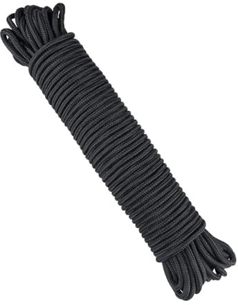 CXNXFD Paracorde de 6 mm - 30 m de corde en nylon noire tressée - Peut être utilisée pour le séchage, le camping, l'extérieur
