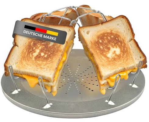WALDBARON Faltbarer Camping Toaster aus Edelstahl – Tragbar, Klein & Kompakt, Camping Grill, Camping Zubehör – Ideal für Outdoor, Camping, Grillen & Wandern - Auch für Fleisch & Gemüse