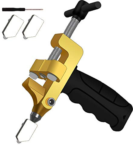 Tagliapiastrelle Manuale in Vetro Tile Glass Cutting Tool 2 in 1 con 2 Lame in Acciaio al Tungsten, Vetro, Specchi, Piastrelle, Piastrelle Smaltite per il Taglio del Vetro