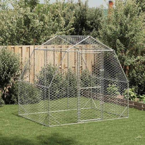 vidaXL Hühnerstall 2,5x2x2,25 m Verzinkter Stahl, Freilaufgehege, Tierlaufstall, Hühnerhaus, Freigehege, Kleintierstall, Geflügelstall