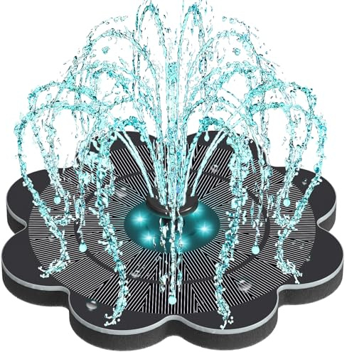 Yzert Solar Fountain with 2000 mAh Battery&Colorful LED Lights Flower Shape, 3.5W Solar Power Water Fountain Pump for Bird Bath, Outdoor, Garden, Pool, Pond,Hummingbirds