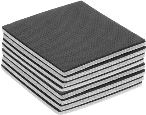 sourcing map 8 Pcs Felt & EVA Furniture Pads, 3 1/8 (80mm) Square Furniture Feet Wood Floor Protectors Self Adhesive for Protecting Hardwood Floors, Table Legs and Chair Legs, Gray+Black
