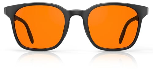 Bloomoak Gaming Glasses | Blue Light Blocking Glasses | Comfortable | Anti Glare, Fatigue, Eyestrain | Computer,Screen,Phone (Square- M, Orange - Frosted Black)