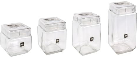 La Mediterránea Tarro de Almacenamiento de Vidrio con Tapa – Cristal Transparente y Resistente | Botes de Vidrio Cocina Almacenaje - Diseño Cubo, Moderno y Practico | Contenedor Alimentos (800 ml)