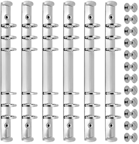 NVGFTG 6 Stück A5 Ringbuchmechanik 6 Loch Bindering Mechanismus Metallclip | Ringbuch Ringe zum Buchbinden, Lose Blatt Buchring 25mm Ring Binder Mechanismus für Terminplaner Albums Notizbücher (Silber)