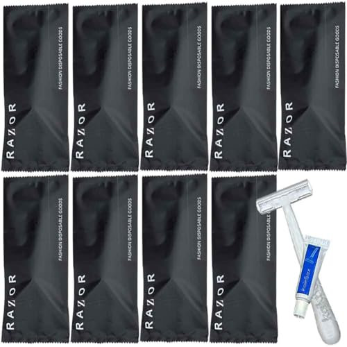 10 Stück einzeln verpacktes Reise-Einwegrasierer-Set mit Rasiercreme, Gäste-Privatpflege, Handrasierer, Toilettenartikel, Mehrzweck-Rasierer-Set für Zuhause, Hotel, Reisen