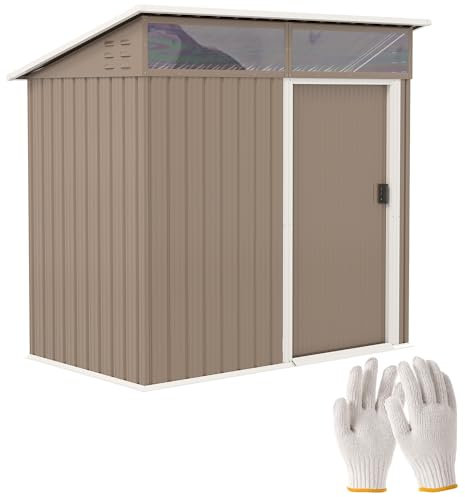 Outsunny Caseta de Jardín Exterior 1,9m² 195x122x182 cm Cobertizo de Jardín Exterior con Base Refuerzo (Suelo NO Incluido) Puerta Corredera Ventanas Cobertizo para Terraza Patio Marrón