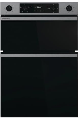 Hisense Built-in Electric Double Oven, 88.5 x 59.5 x 57.5 cm, LED Display, Air Fry Mode, A/A Energy Rating, Stainless Steel