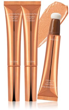 Juego De Rubor Líquido - Maquillaje Líquido Con Acabado Natural | Bronceador Alta Pigmentación 3 Piezas, Maquillaje Facial Ligero Resistente A Manchas, Color Mezclable