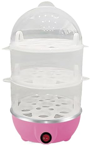 Qumiuu Cuociuova per uova sode, cuociuova automatico per 3 livelli con timer, utensile da cucina con coperchio in per la gastronomia domestica hotel