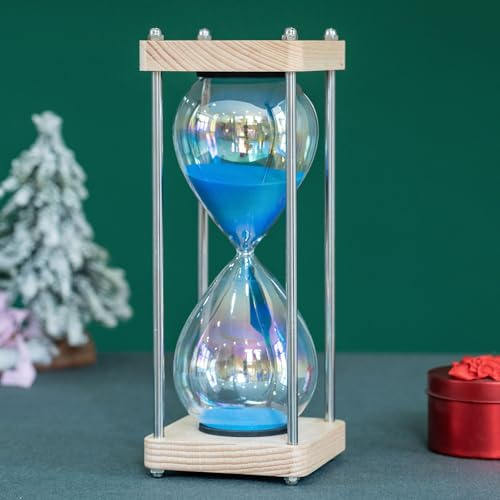 Reloj de arena temporizador 60 minutos, reloj de arena decorativo, para el hogar, escritorio, cocina, restaurante, decoración, oficina, decoración de bodas. (azul)