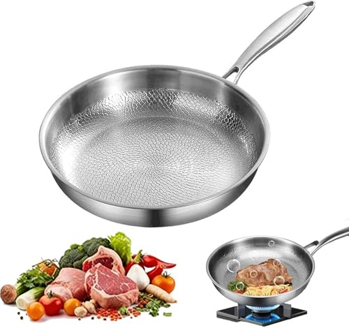 Generisch Titan Pfanne, Titanium Pfanne Unbeschichtet, Titanium Hammered Pan Pro, Antihaft Titanpfanne 26/28/30/32 cm for Cooking, Multifunktionale Edelstahlpfanne (Ohne Abdeckung, 26cm)
