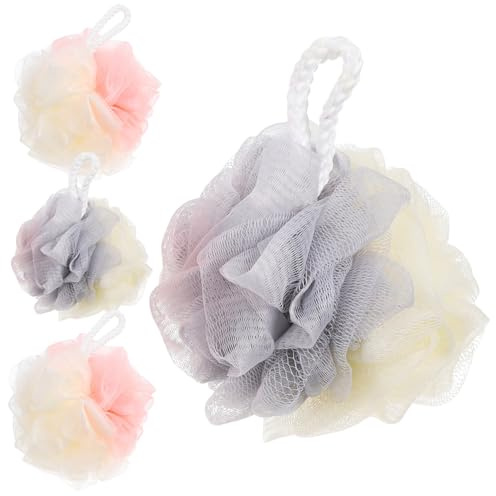 UKCOCO 4pièces Lot de Boules de Douche Exfoliantes Éponges de Bain Douces pour Corps Gel Douche