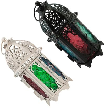 Artibetter Bougeoir Creux en Fer et Verre, Lot de 2 Pièces, Design Creusé Diffusant Une Lumière Chaleureuse, comme Centre de Table pour Décoration de Mariage