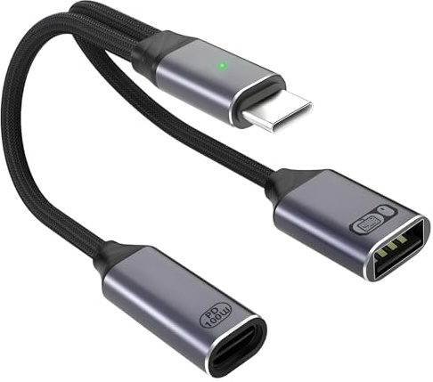 Lumitrex USB C OTG Adapter Splitter, Kabel 1 zu 2 mit PD 100W Charge Schnellladung und USB 2.0 480Mbps Splitter USB C Kopfhörer Adapter mit 65W und 45W PD Schnellladung für Laptop Tablet Telefon
