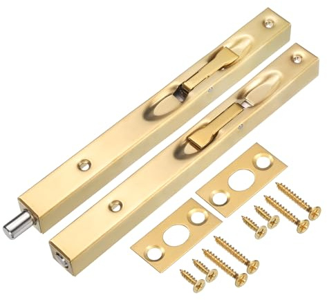 QUARKZMAN 2Pezzi Catenaccio A Scomparsa 8 Pollici Latch A Leva Oro | Guardia Di Sicurezza Porta In Acciaio Inox, Serratura A Scorrimento