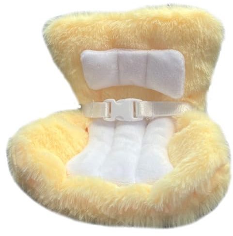 Vistnale Siège d'auto de poupée, Peluche Douce et Mignonne, siège d'auto de poupée avec Ceinture sécurité, Ornement Fonctionnel pour écran Bureau à Clip Ventilation, Jaune Clair |