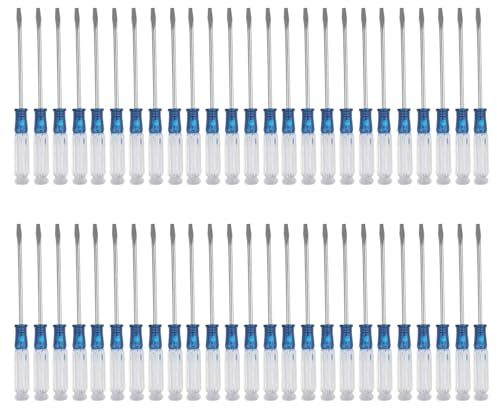 Lot de 50 petits tournevis plats et fendus ergonomiques avec poignée en cristal Idéal pour la maison et le bureau