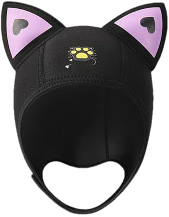 Cappuccio Per Cat - Cuffia Da Nuoto Termica In Neoprene, Cappuccio Da | Immersione Da 3 Mm, Copricapo Con Orecchie Da Felino | Cappucci Per Immersione In Neoprene Strato Isolante, Cuffia Termica