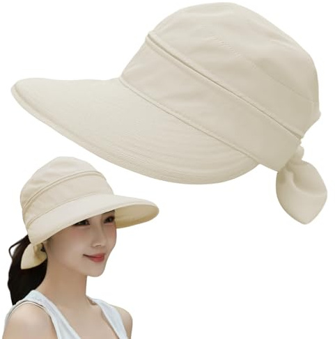 OTKARXUS Sun Hats for Women UK,1Pc 2 in 1 Foldable Ladies Sun Hat,Wide Brim UV Sun Protection Summer Beach Hat for Travel & Outdoor