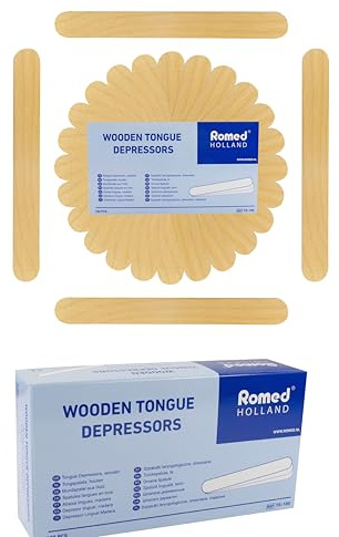Romed Holzmundspatel unsteril 2 x 100 Stück Maße 15 cm x 1,8 cm Bastelspatel Holzspatel Zungendrücker