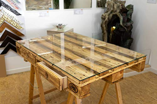 MySpiegel.de ESG Glasplatte Sicherheitsglas für Euro Palettenmöbel 6mm 120x80 cm Polierte Kante Ecken gestoßen Durchsichtig Klar Glasboden Glastisch