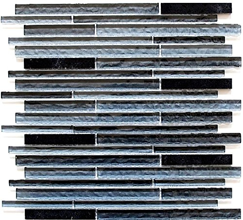 Mosaik Fliese Transluzent Komposit schwarz Multistick Glasmosaik Crystal Artificial schwarz für WAND BAD WC DUSCHE KÜCHE FLIESENSPIEGEL THEKENVERKLEIDUNG BADEWANNENVERKLEIDUNG Mosaikmatte Mosaikplatte
