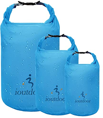 ioutdoor Dry Bag 2L + 5L + 10L Set, wasserdichte Tasche Ultra-Light, Abriebfest, Reißfest, Wasserdichter Beutel, Wasserdichter Packsack für Kajakfahren Schwimmen Fishing Camping, Wandern