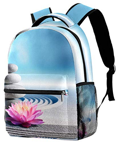 Lorvies Rucksack mit Steinen und Lilien, lässiger Rucksack, Schulterrucksack, Büchertasche für Schule, Studenten, Reisetaschen