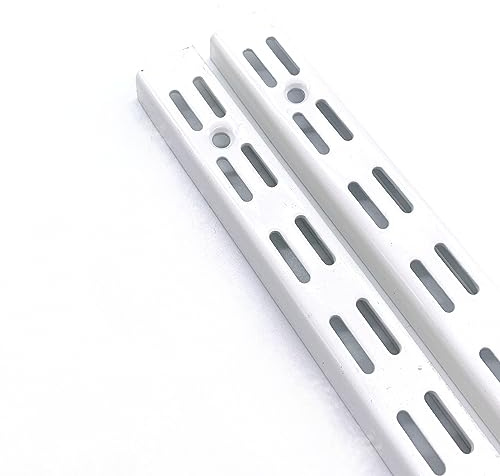 EAI Twin Slot Wall Mounted Upright Shelving - Pack of 2, White, 1220mm | Strong, Heavy Duty Steel Shelf | For Shed, Garage, Indoor Storage | Easy To Install Rack