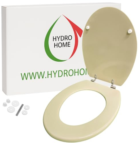 Copriwater Universale in Legno Verniciato Colore Champagne — Sedile WC Economico, Resistente e Facile da Installare, Compatibile con Vasi Standard — by HYDRO HOME