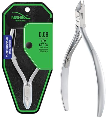 NGHIA Cuticle Nipper - D-08 JAW 14 | Stainless Steel | Durable and Sharp | Ergonomic Design | Grey Plated | Ideal for Salons and Home Use