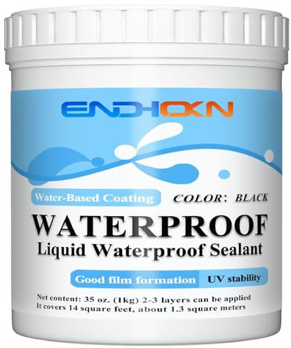 Revestimiento Impermeable Negro 1KG, Endhokn Membrana de Alta Resistencia Elástica, Impermeabilizante Hidrofugante Poliuretano para Sellar y Proteger Fachadas, Terrazas, Techos