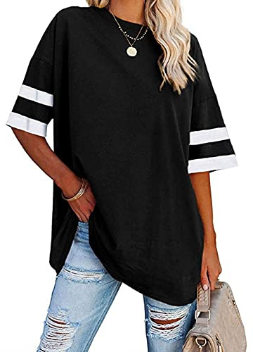 Famulily Women's Casual Round Neck Half Sleeve T Shirt Ladies Comfy Oversized Baseball Tshirts Tunic Tops