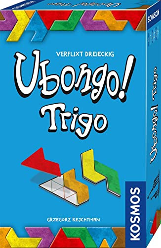 Kosmos 712693 Ubongo! Trigo, Das bekannte Legespiel in dreieckigen Teilen, Mitbringspiel für 1 bis 4 Personen, ab 7 Jahre, Familienspiel, Gesellschaftsspiel, Reisespiel, kleines Geschenk, Mitbringsel