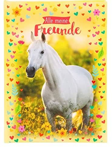 goldbuch 43 117 Freundebuch Chiara, Motiv Pferd, Maße 15 x 21 x 1,5 cm, Poesiealbum mit 84 illustrierten Seiten, Einband aus Kunstdruck, Freunde-Buch in Gelb