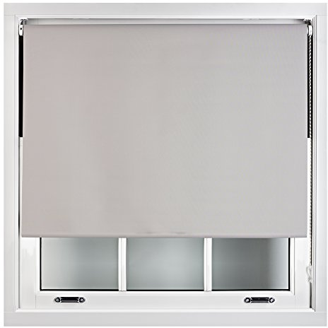 FURNISHED Grey Blackout Roller Blinds 100% Black Out Thermal Window Blind, Gray, 105W x 165H cm