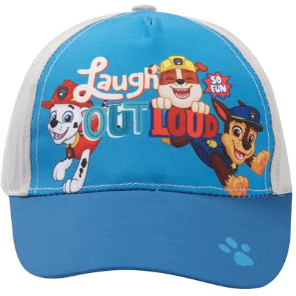 United Labels Paw Patrol Cap für Kinder, Laugh Out Loud Chase Marshall Rubble, Blau Grau, Basecap verstellbar, Kappe für Jungen und Mädchen