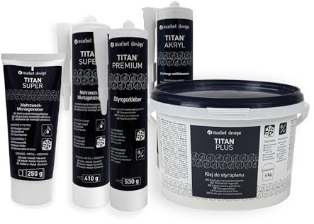 Colle de montage pour polystyrène expansé Peintre Acrylique, intérieur pour moulures etc., Tous les modèles:Cartouche Titan Super, Quantité:1 colle