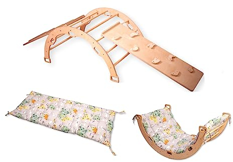 Kidodido Kletterbogen | Montessori Kletterbogen | Holz Bogen mit Zwei Rampen & Kissen | Kletterbogen aus Holz mit gemütlichem Kissen | Kletterbogen für Unisex Kleinkind (Map)