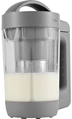 Petra PT5258WELVDEEU10 Macchina per il latte vegana - bevande senza latticini, macchina per il latte vegana da 1,6 litri, funzionamento con un solo tocco, design trasparente, plastica senza BPA, avena