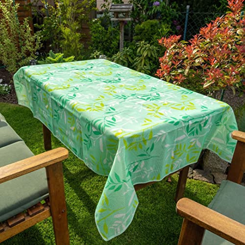 laro Gartentischdecke Wetterfest rutschfest Eckig, Muster:Blätter Grün, Größe:110x140 Premium