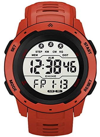 Reloj para Correr para Hombre, Alarma Multifunción, Indicador de Fecha, Reloj Deportivo Digital para Estudiantes Al Aire (Rojo)