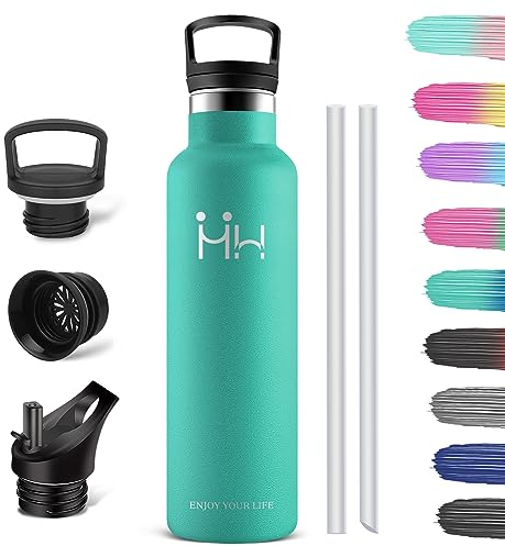 HoneyHolly Thermosflasche, 1L BPA-Frei, Trinkflasche Edelstahl, Trinkflasche, Auslaufsichere Isolierflasche Doppelwandig, Wasserflasche, Thermoskanne mit Strohhalm, Trinkflaschen Kohlensäure Geeignet